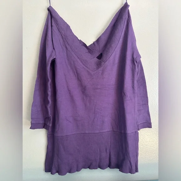 Zara | 100% cotton purple deep v-neck oversized sweater | size S - Picture 2 of 11